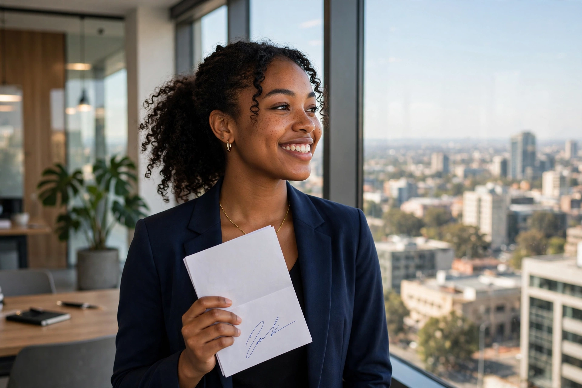 South African business owner holding a signed funding approval letter